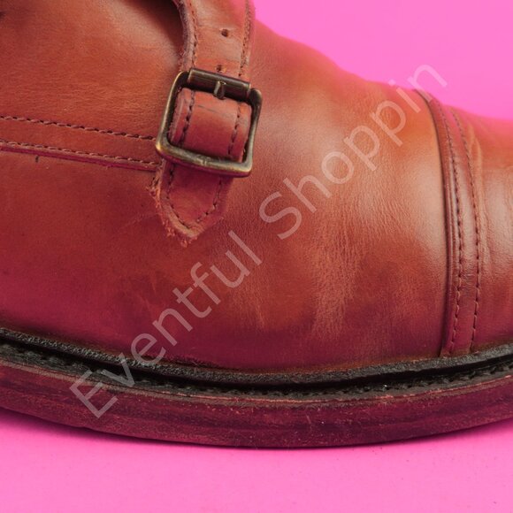 Frye Shoes Mens 9.5 D Brown Dress Burnished Cap Toe Double Monk Strap Oxfords - Picture 11 of 15